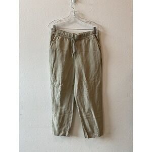 H&M Tan Linen Blend Pull on Medium Drawstring Pants Beach Coastal Resort New NWT